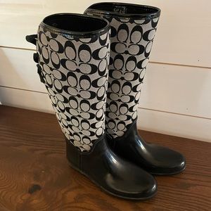 Coach tall rain boots size 10 black